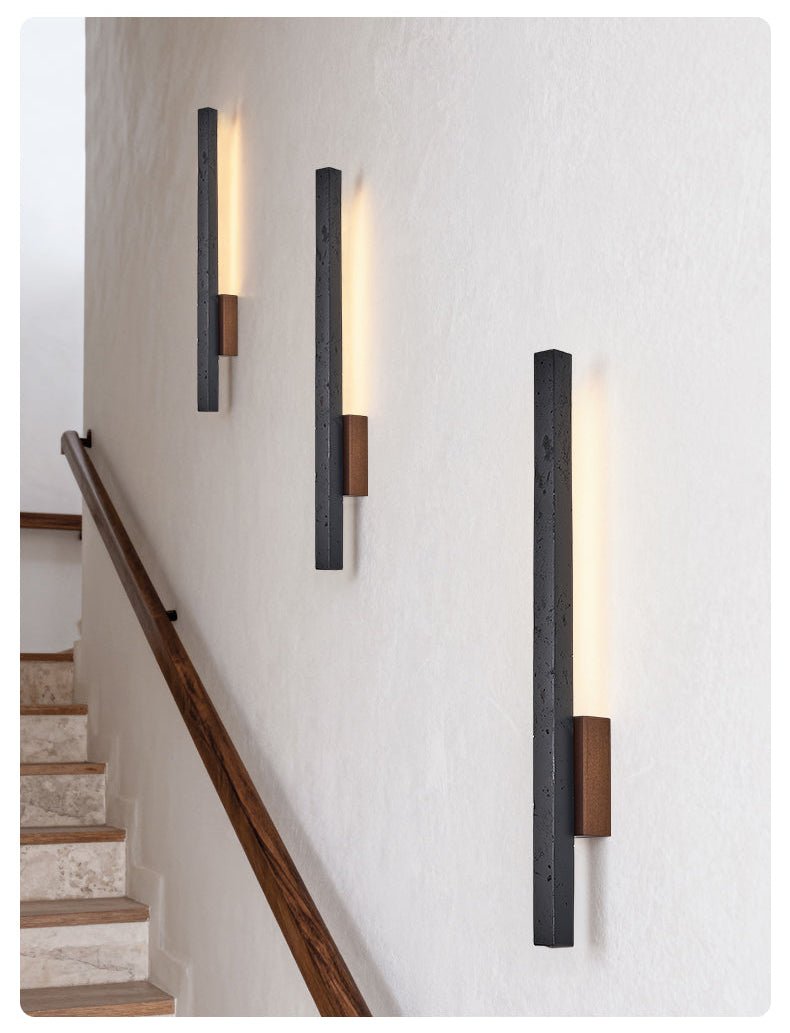 Juna Slim Black Travertine Linear Wall Lamp