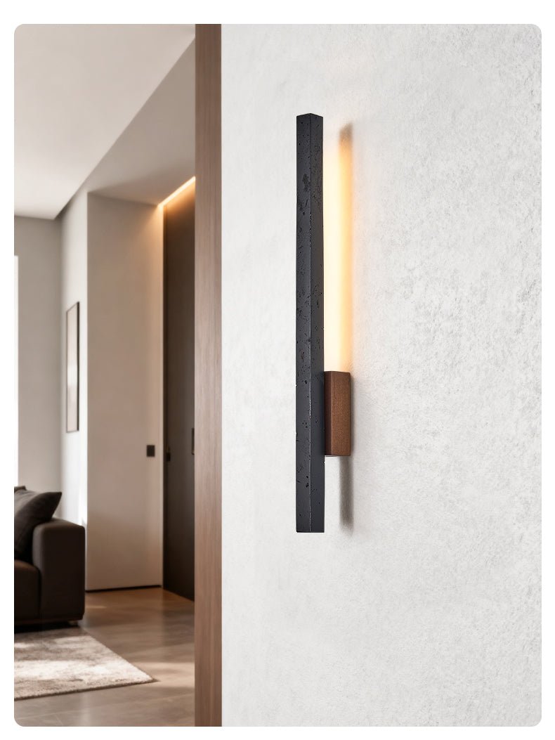 Juna Slim Black Travertine Linear Wall Lamp