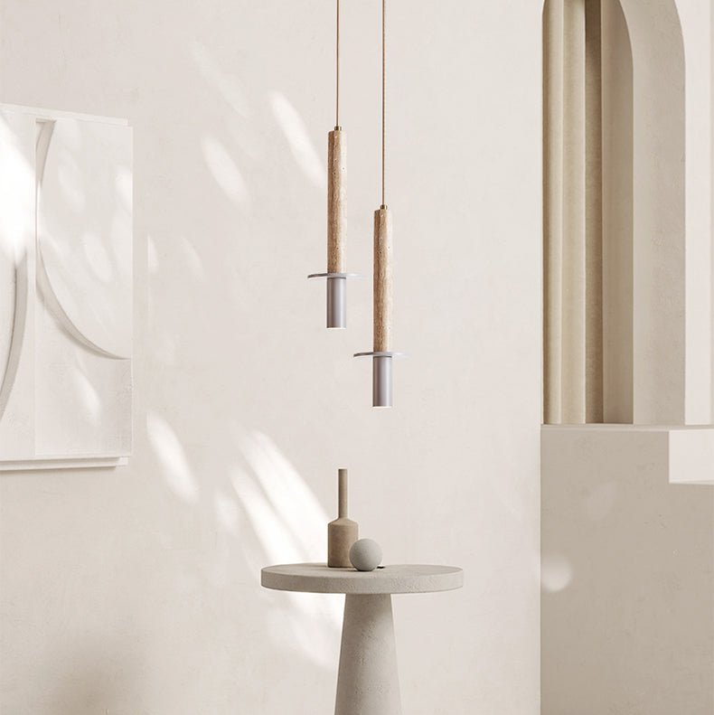 Wren Slim Yellow Travertine Pendant Lamp
