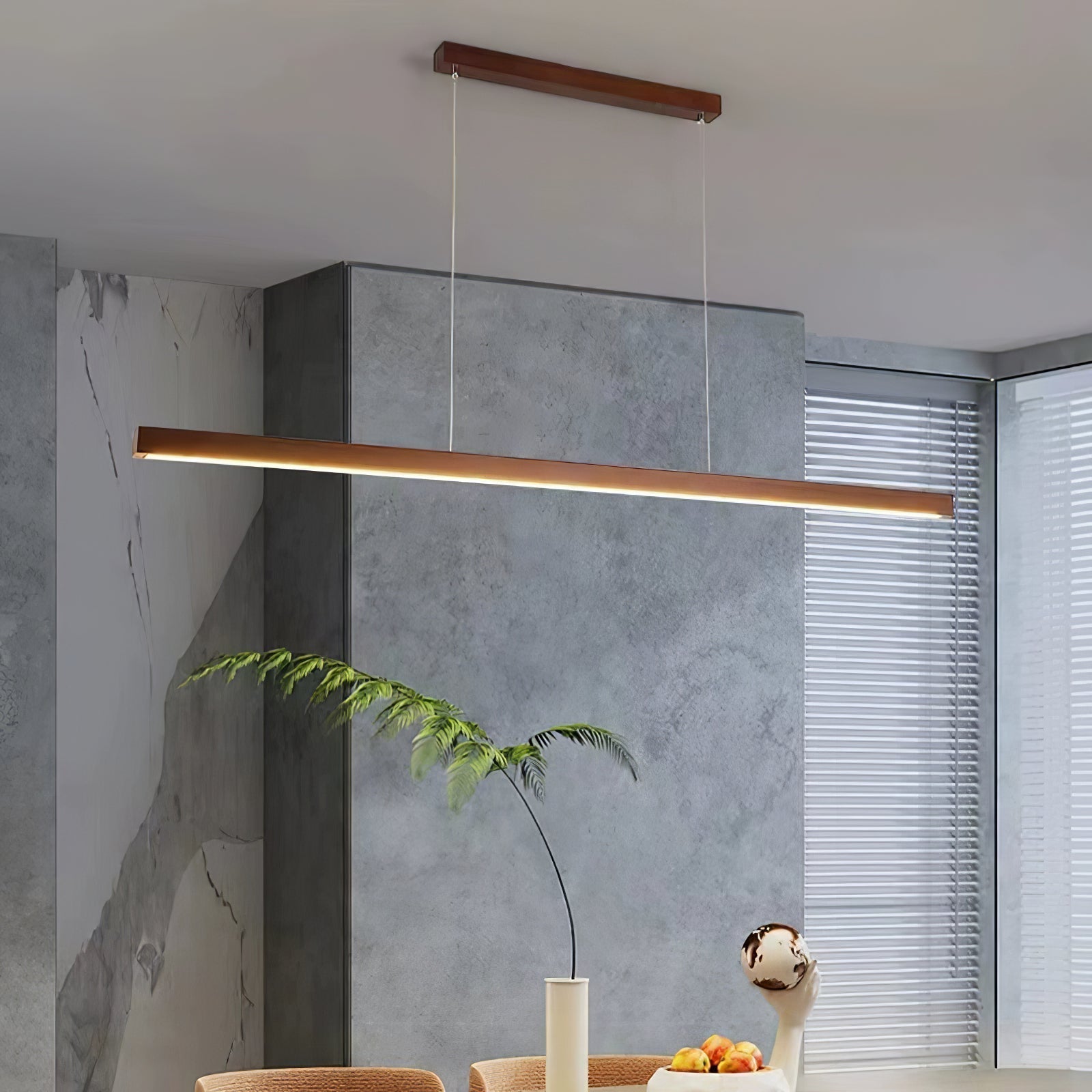 Rinalina Linear Minimalist Wood Pendant Light