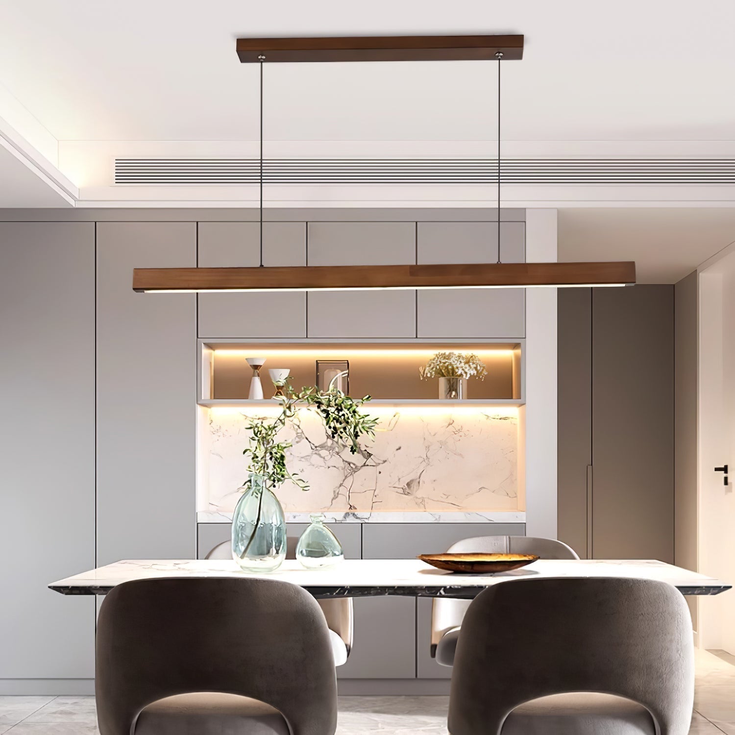 Rinalina Linear Minimalist Wood Pendant Light