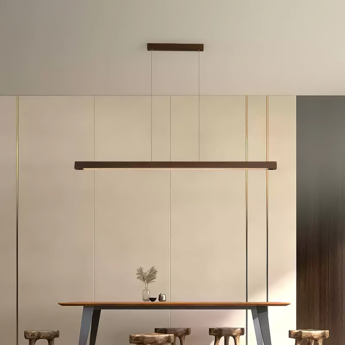 Rinalina Linear Minimalist Wood Pendant Light