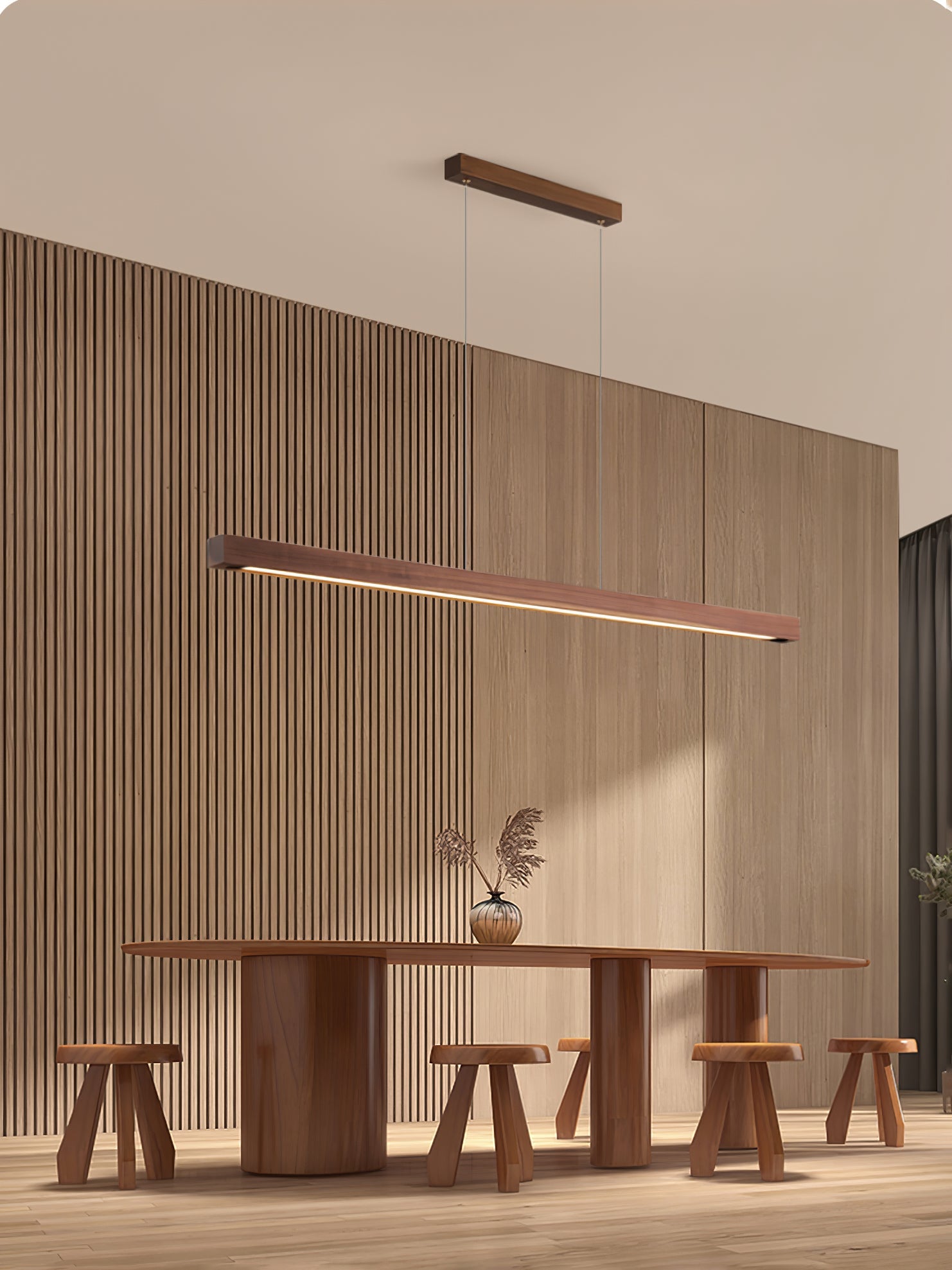 Rinalina Linear Minimalist Wood Pendant Light