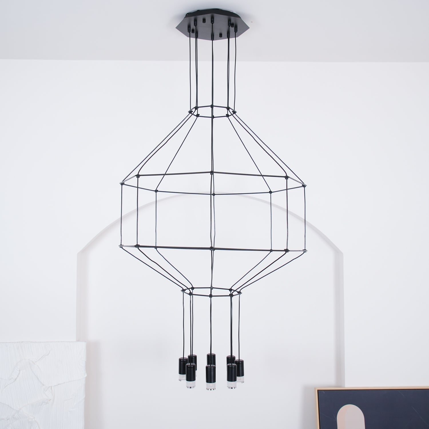 Tevenq Chandelier Lines Black Wireframe LED