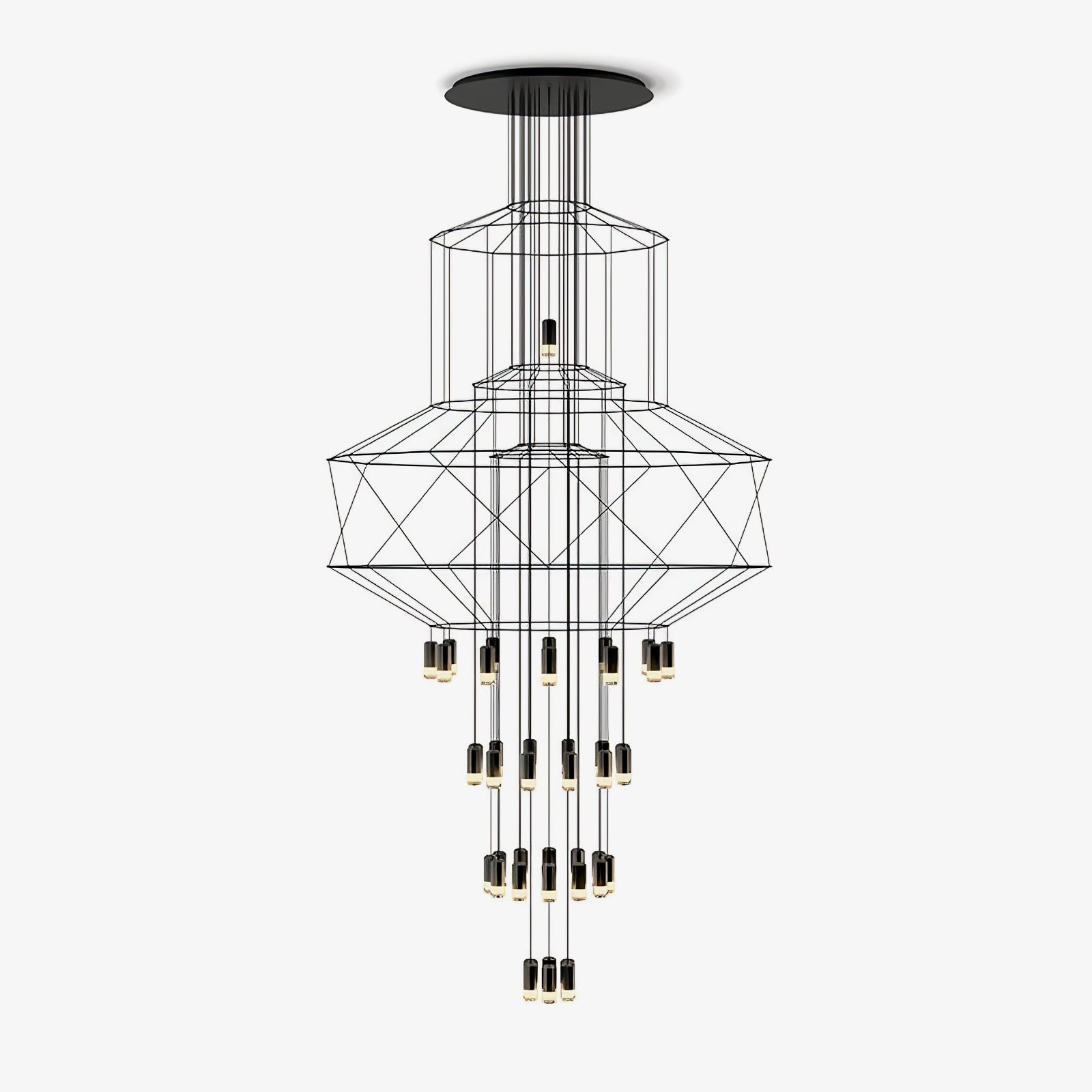 Tevenq Chandelier Lines Black Wireframe LED