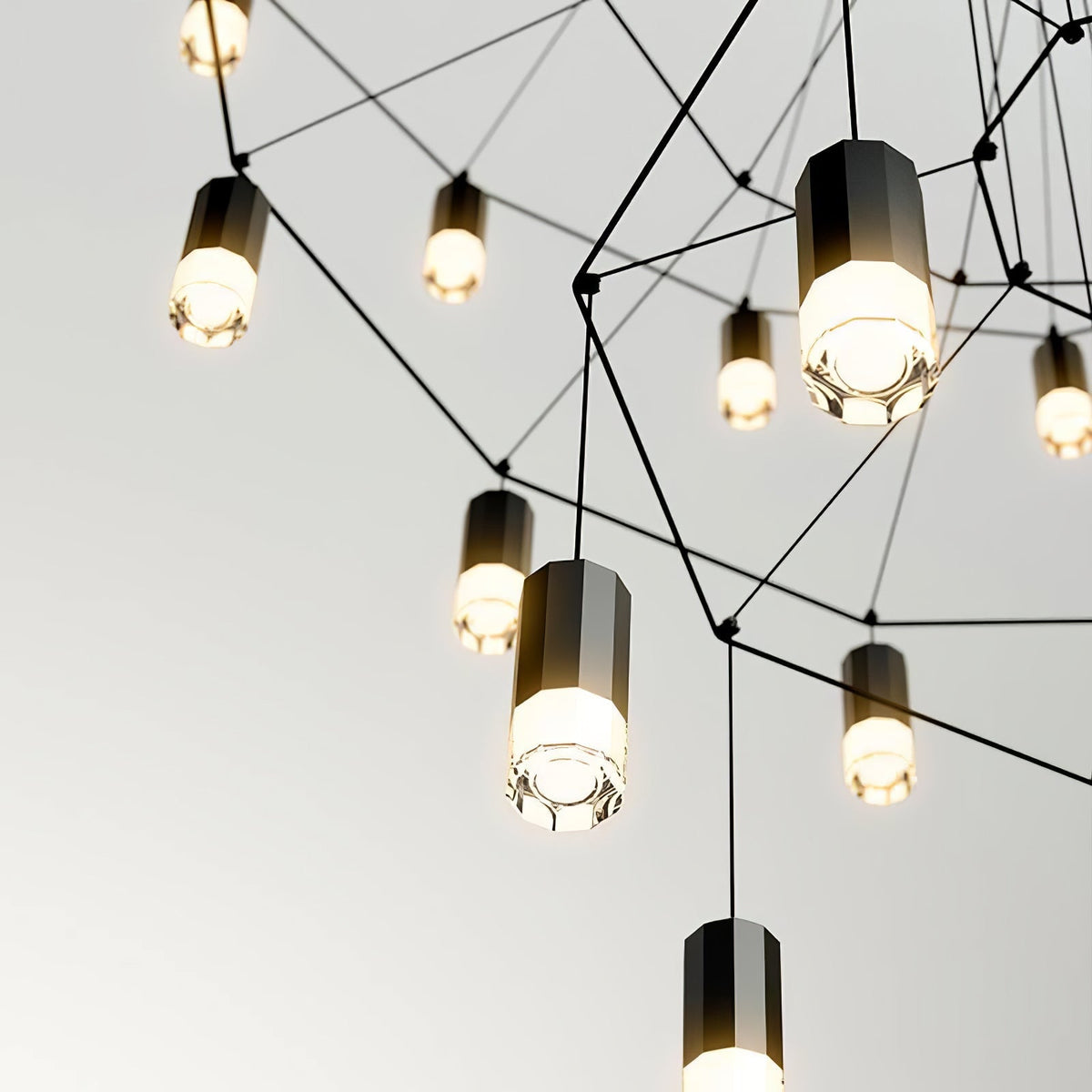 Tevenq Chandelier Lines Black Wireframe LED