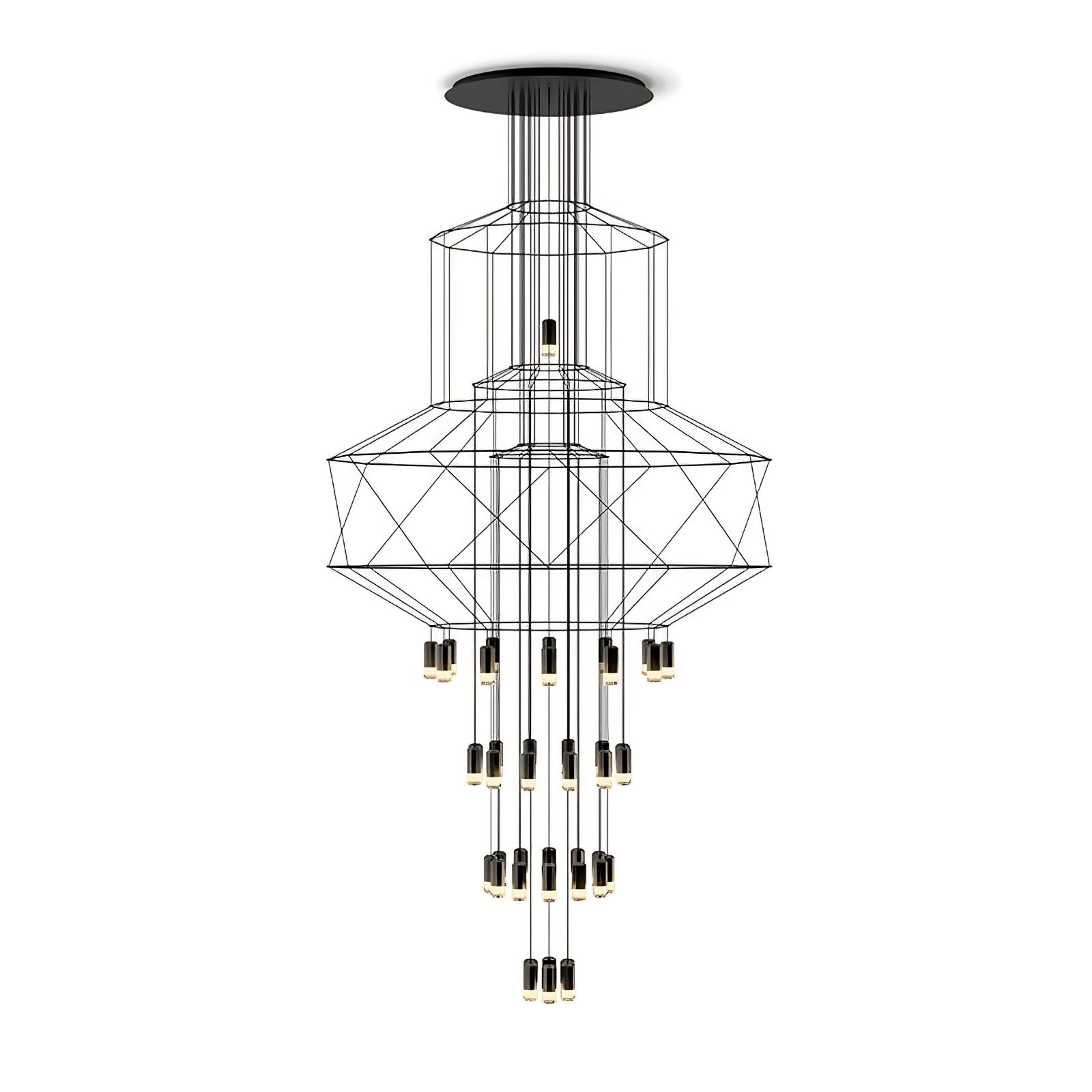 Tevenq Chandelier Lines Black Wireframe LED