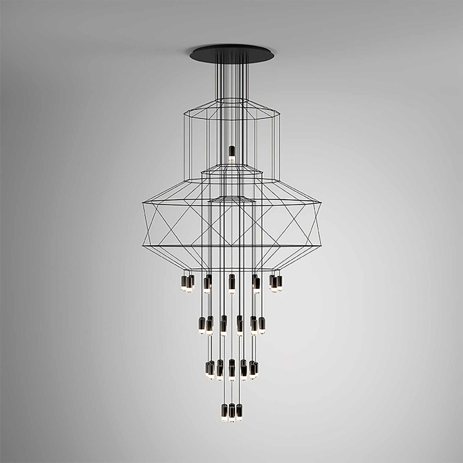 Tevenq Chandelier Lines Black Wireframe LED
