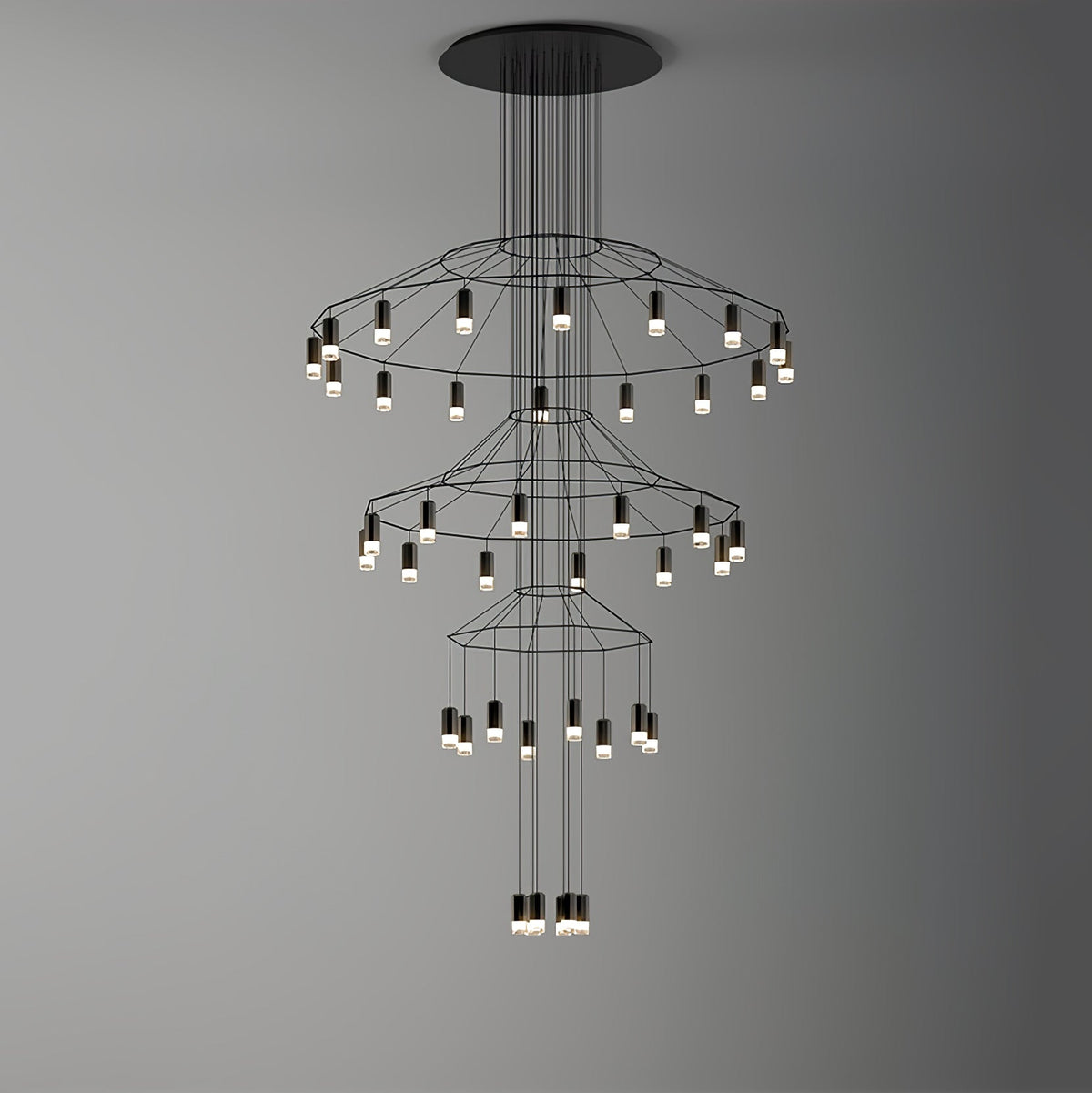 Tevenq Chandelier Lines Black Wireframe LED