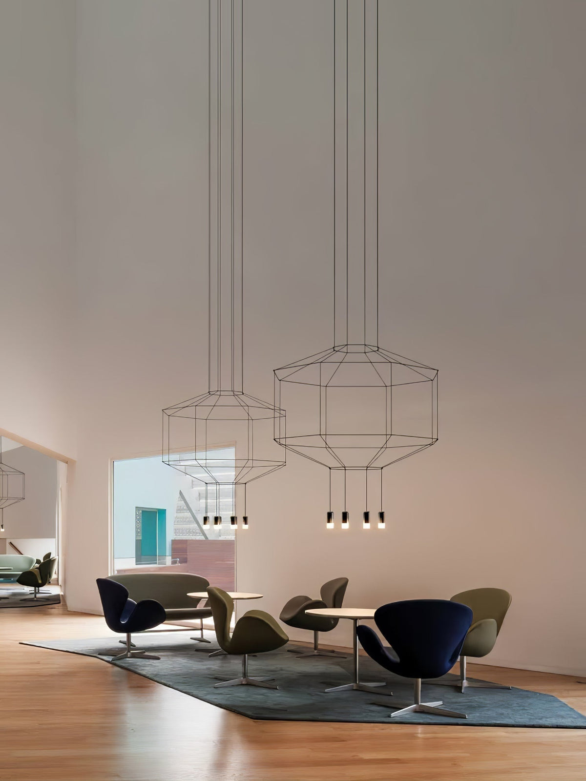 Elaalora Pendant Lamp Geometric Wire Black LED