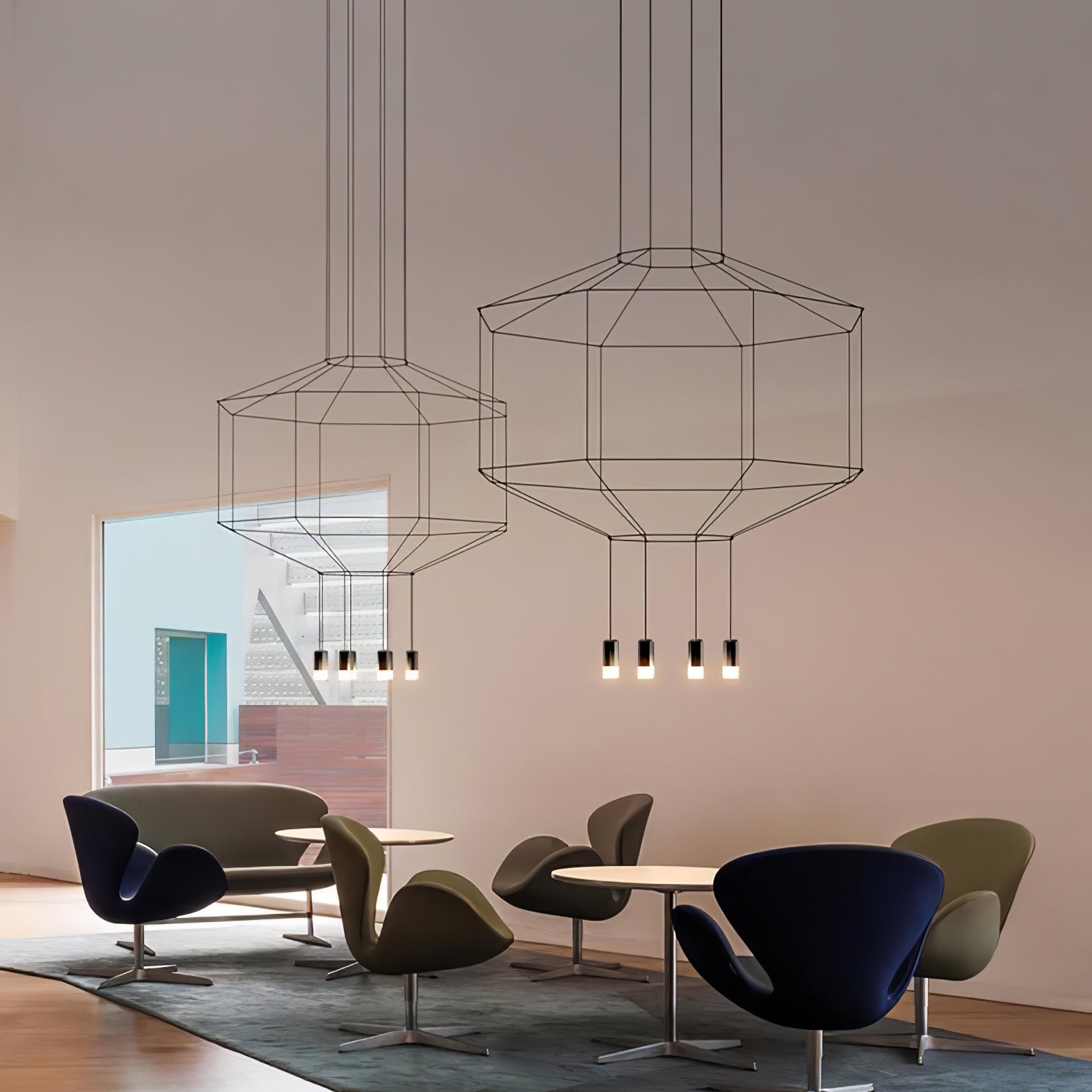 Elaalora Pendant Lamp Geometric Wire Black LED