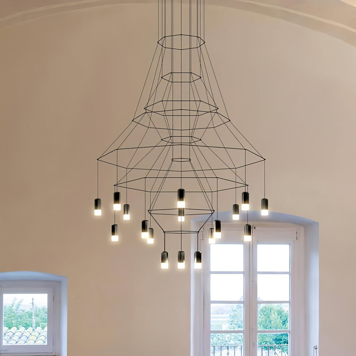 Tevenq Chandelier Lines Black Wireframe LED