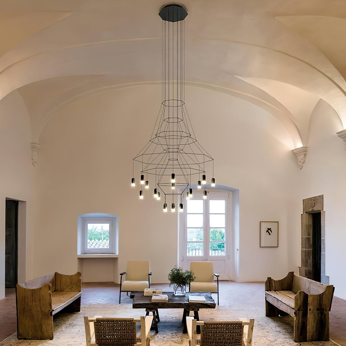 Tevenq Chandelier Lines Black Wireframe LED