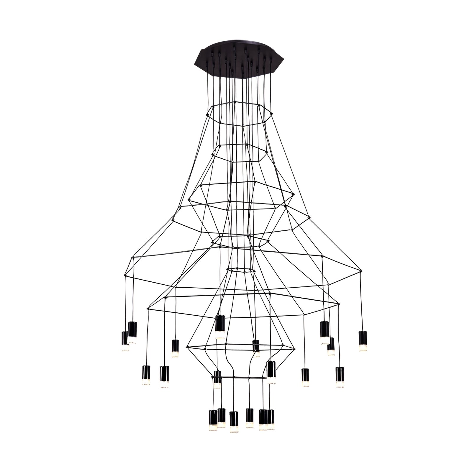 Tevenq Chandelier Lines Black Wireframe LED