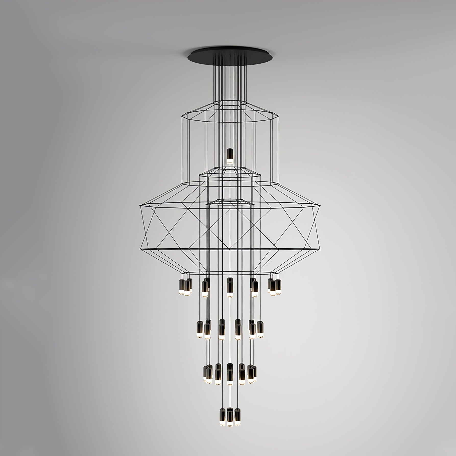 Tevenq Chandelier Lines Black Wireframe LED