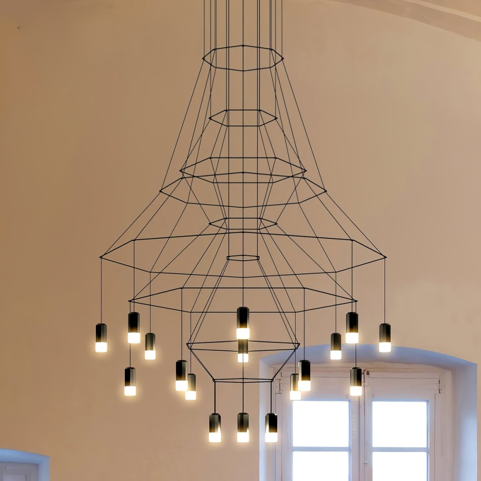 Tevenq Chandelier Lines Black Wireframe LED