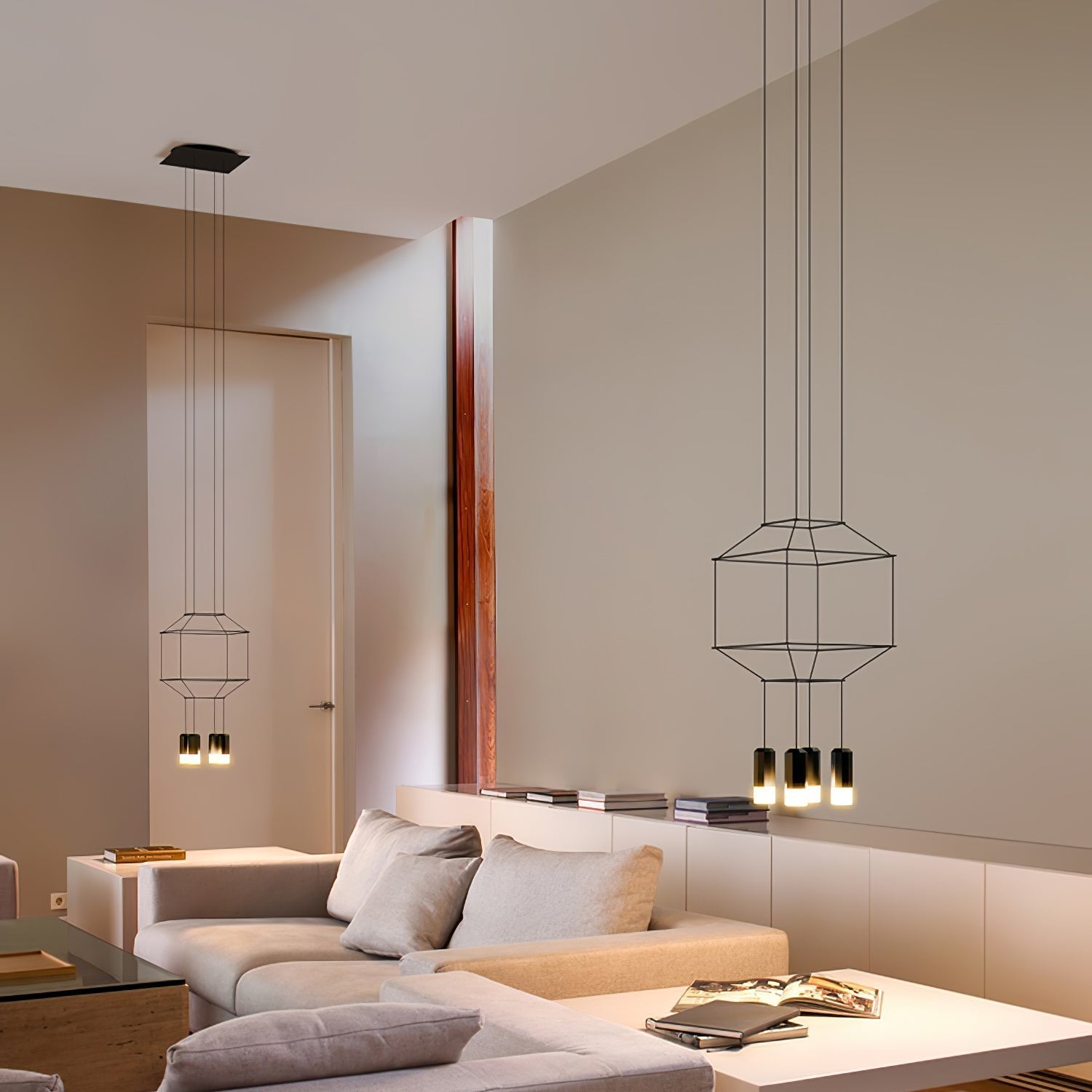 Elaalora Pendant Lamp Geometric Wire Black LED