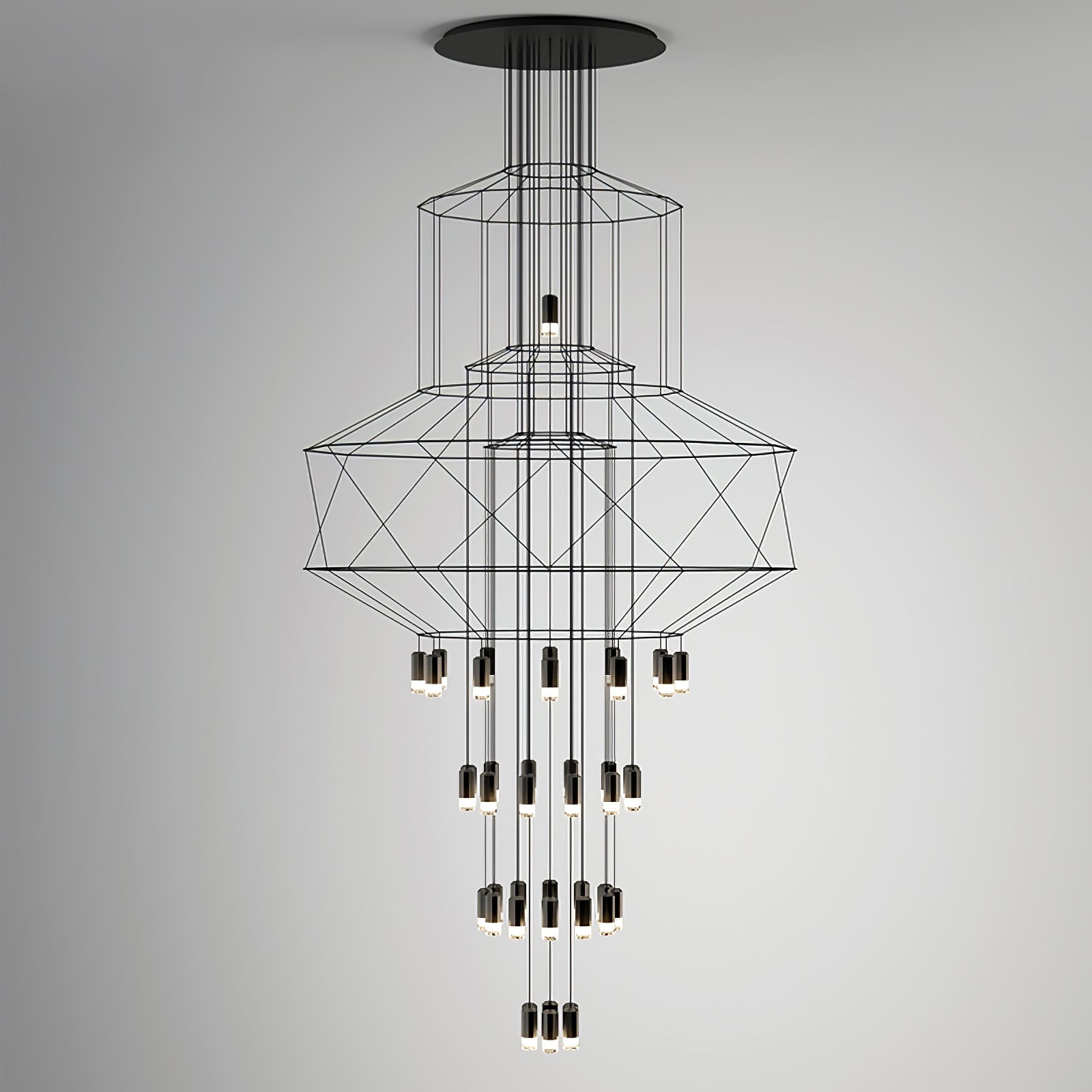 Tevenq Chandelier Lines Black Wireframe LED
