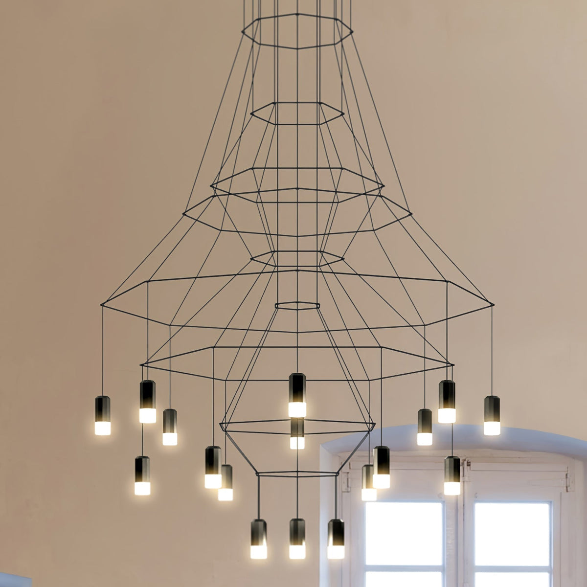 Tevenq Chandelier Lines Black Wireframe LED