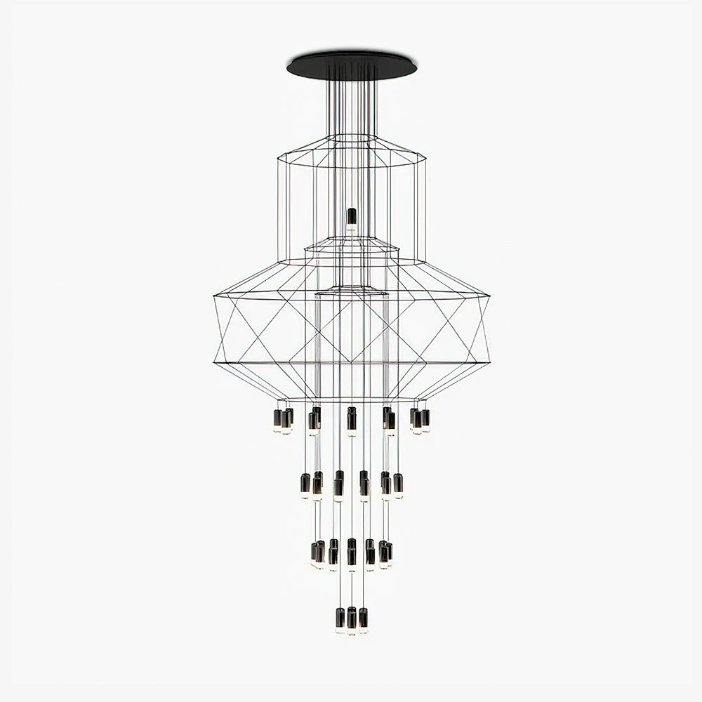 Tevenq Chandelier Lines Black Wireframe LED