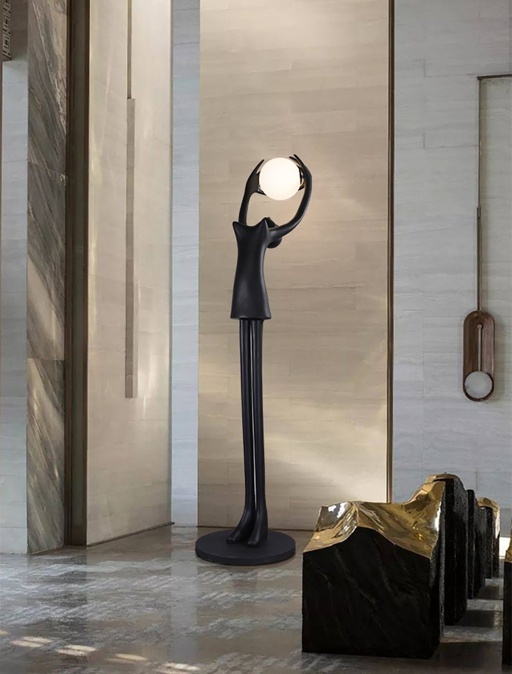 Lynorel Figurative Black Floor Lamp