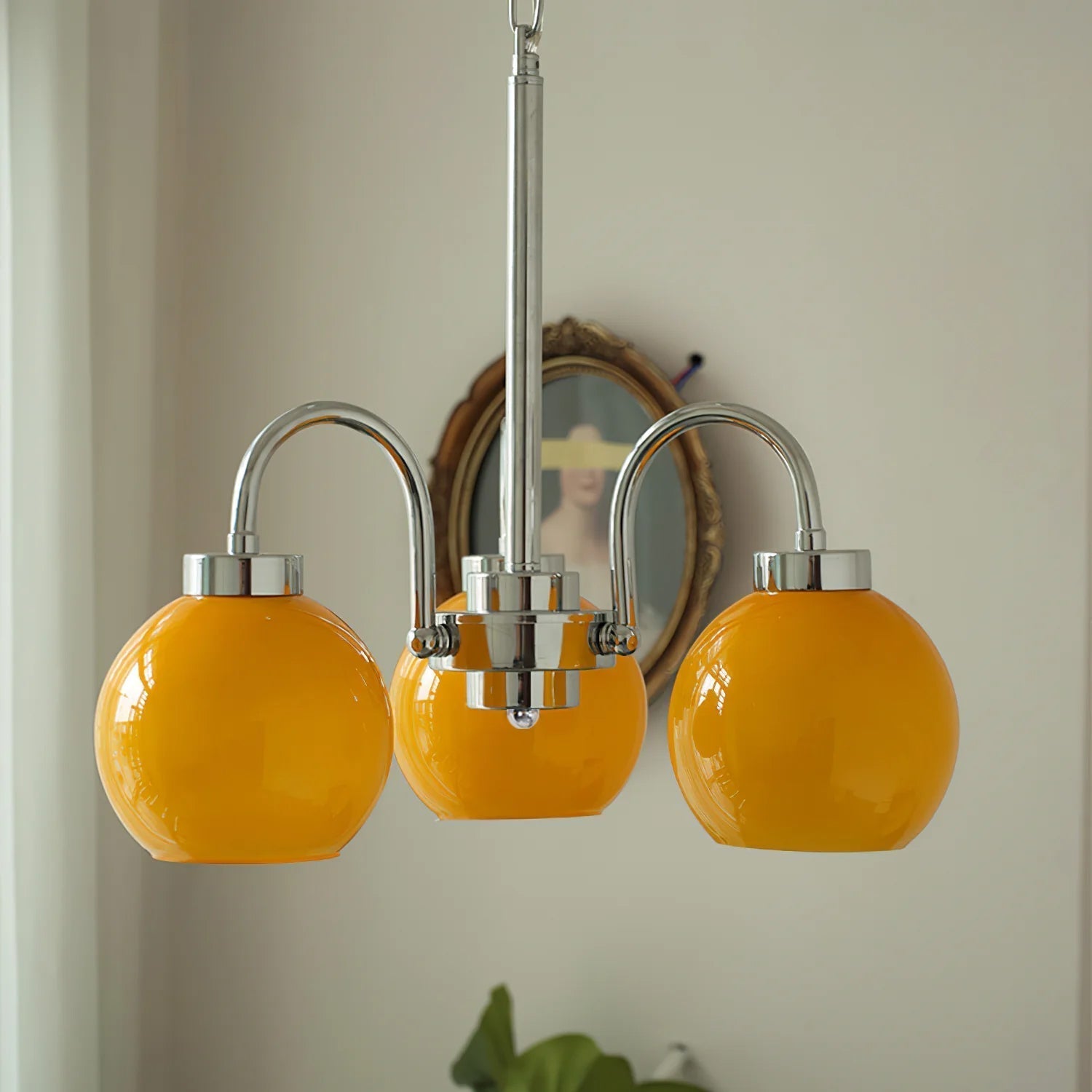 Liororian Chandelier Yellow Glass Globes