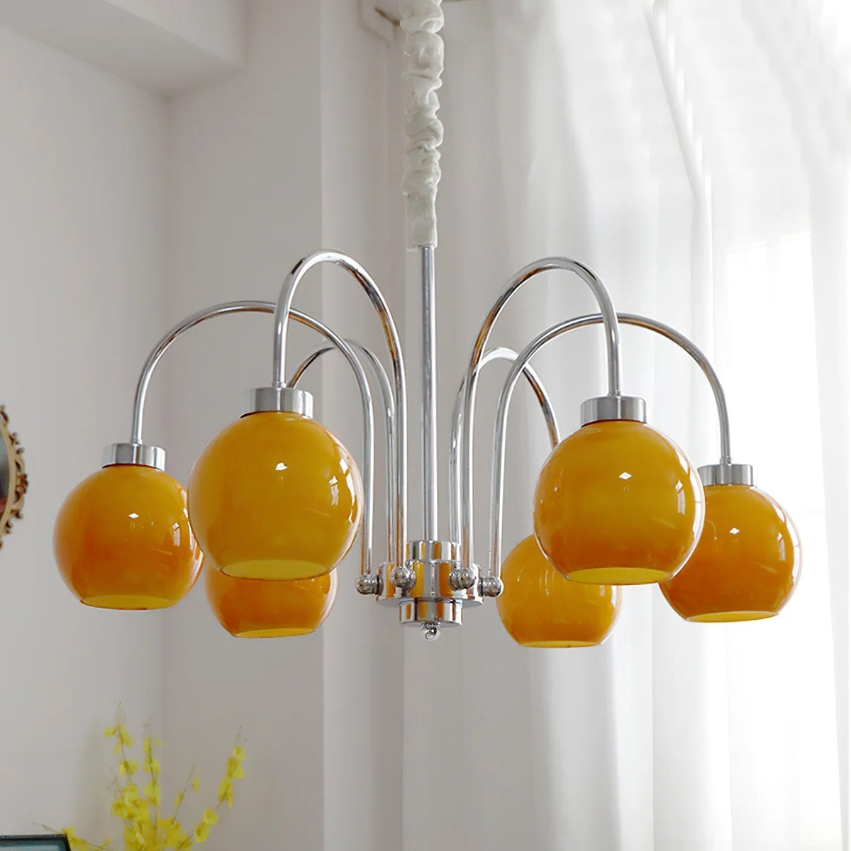 Liororian Chandelier Yellow Glass Globes