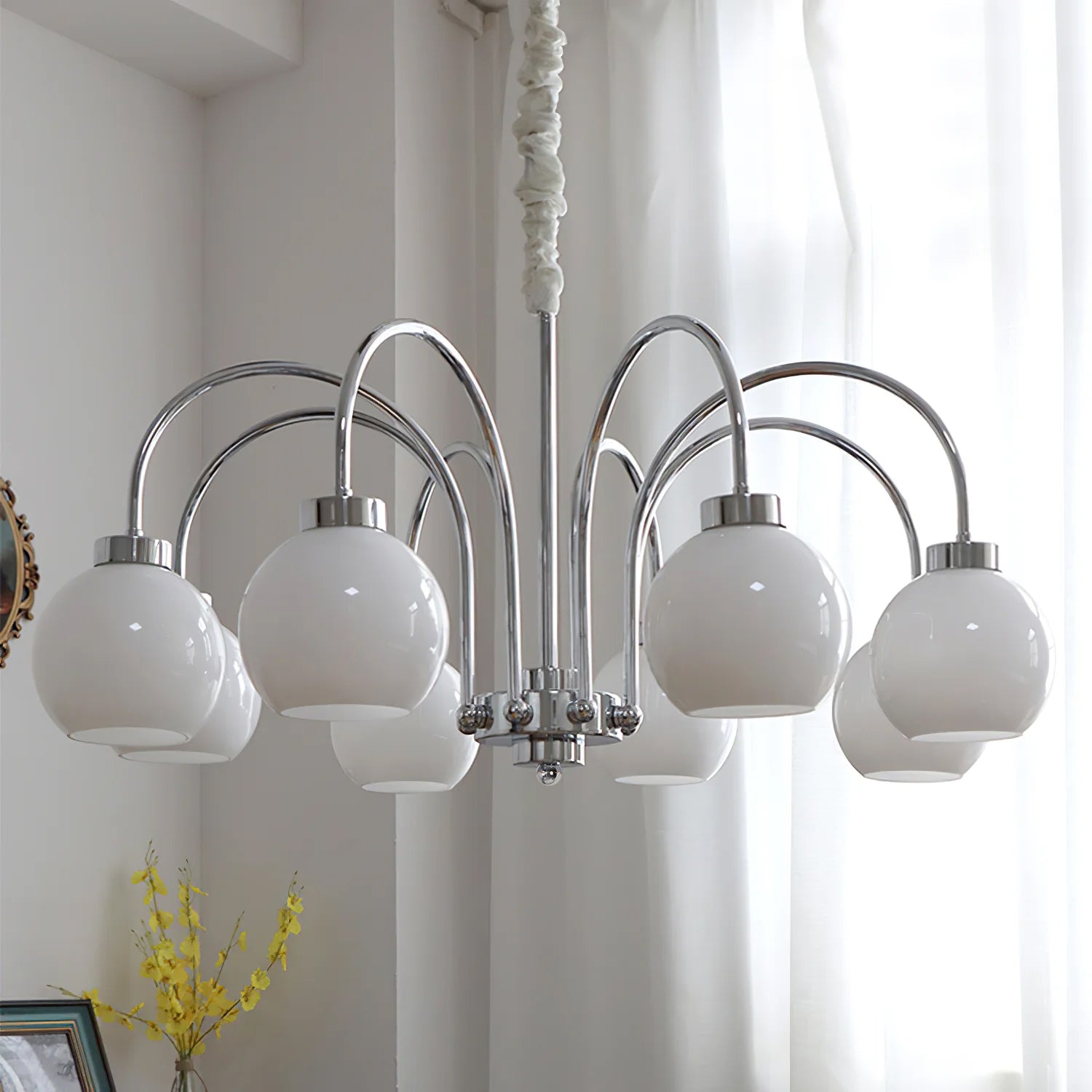 Liororian Chandelier Yellow Glass Globes