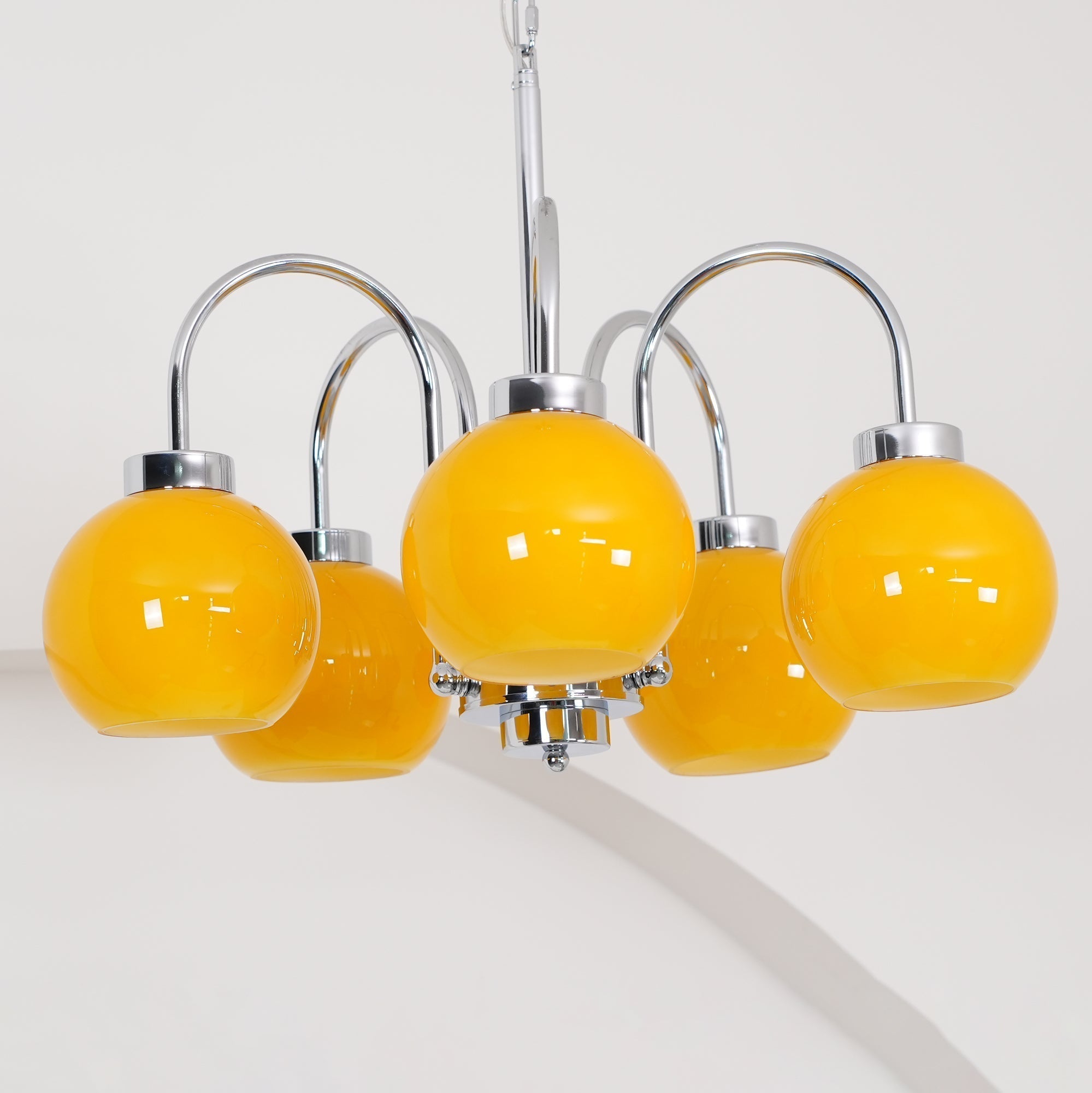 Liororian Chandelier Yellow Glass Globes