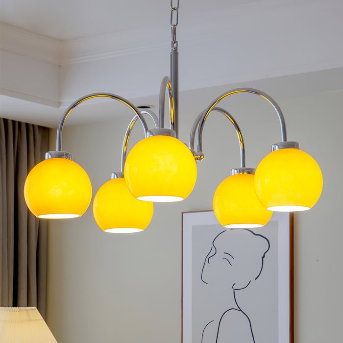 Liororian Chandelier Yellow Glass Globes