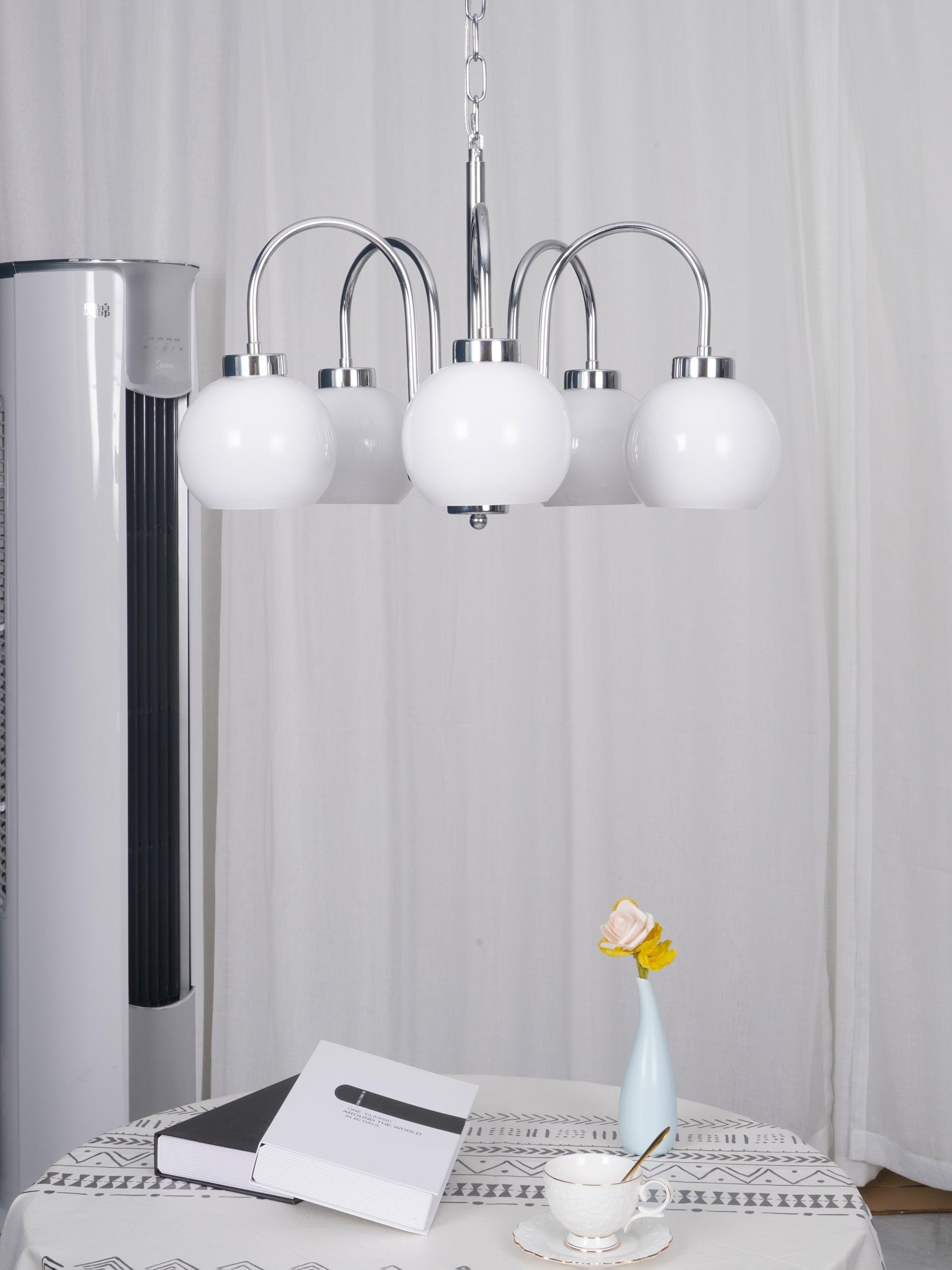 Liororian Chandelier Yellow Glass Globes