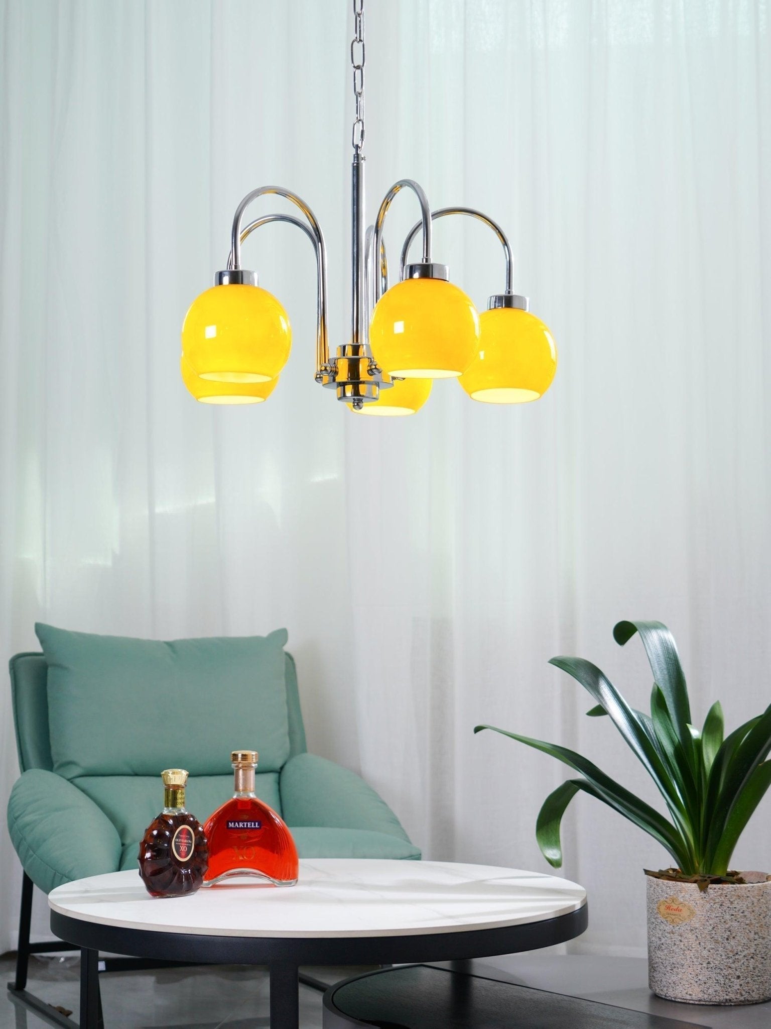 Liororian Chandelier Yellow Glass Globes