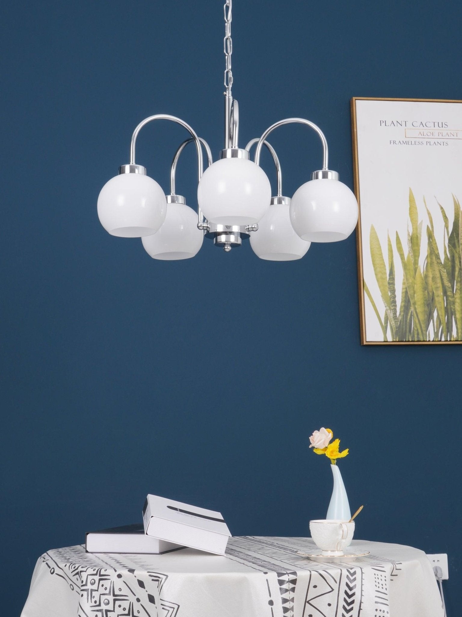 Liororian Chandelier Yellow Glass Globes
