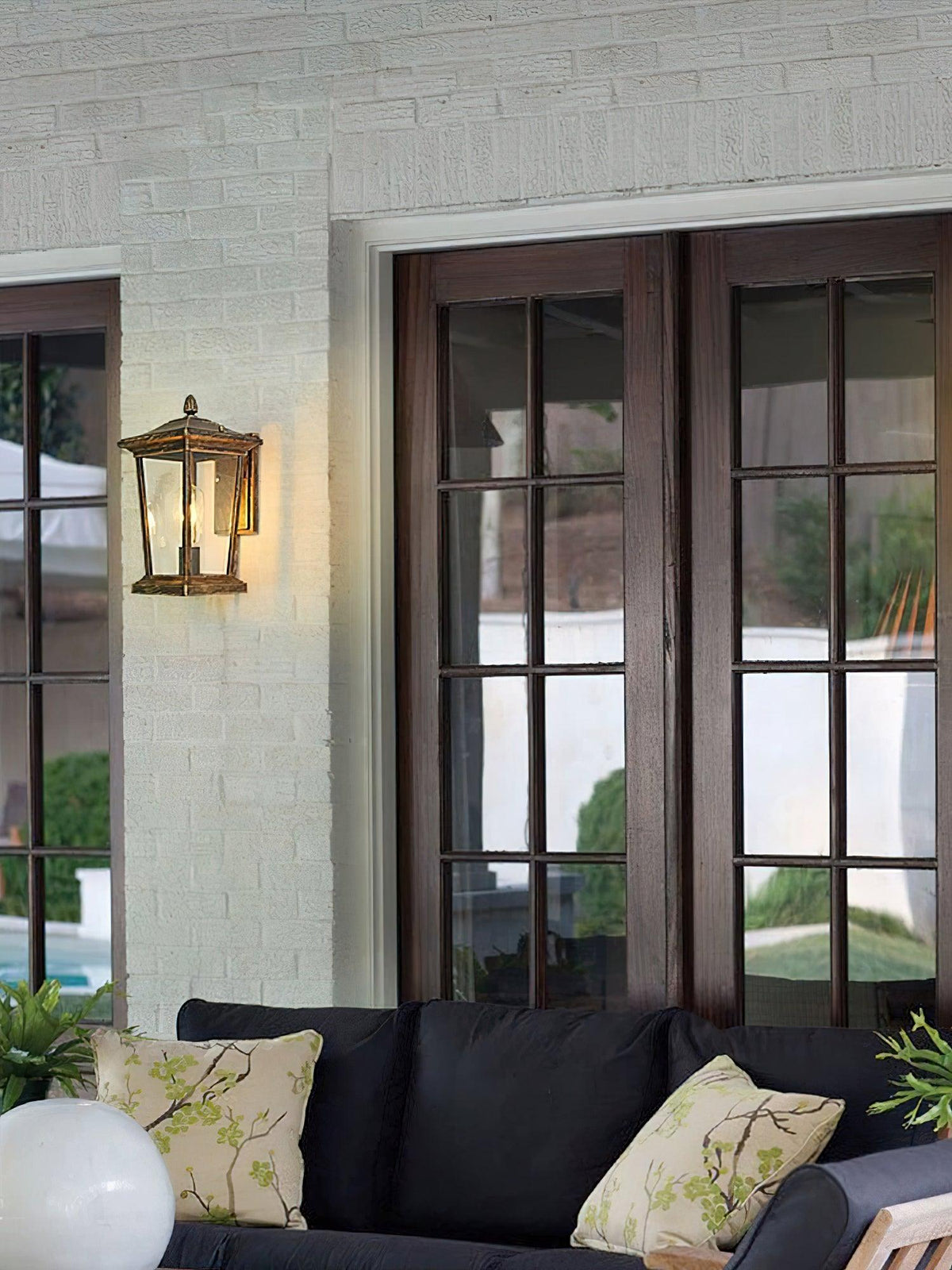 Edwin Birdcage Elegance Glass Outdoor Wall Lamp