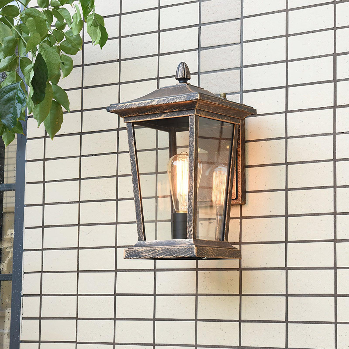 Edwin Birdcage Elegance Glass Outdoor Wall Lamp