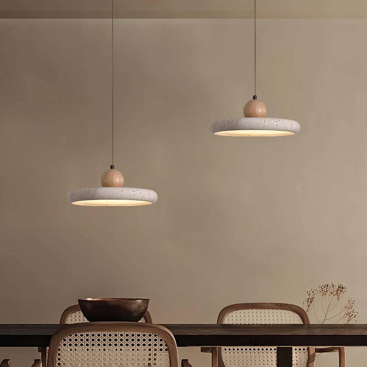 Opalyn Minimalist Travertine Plug-In Pendant Light