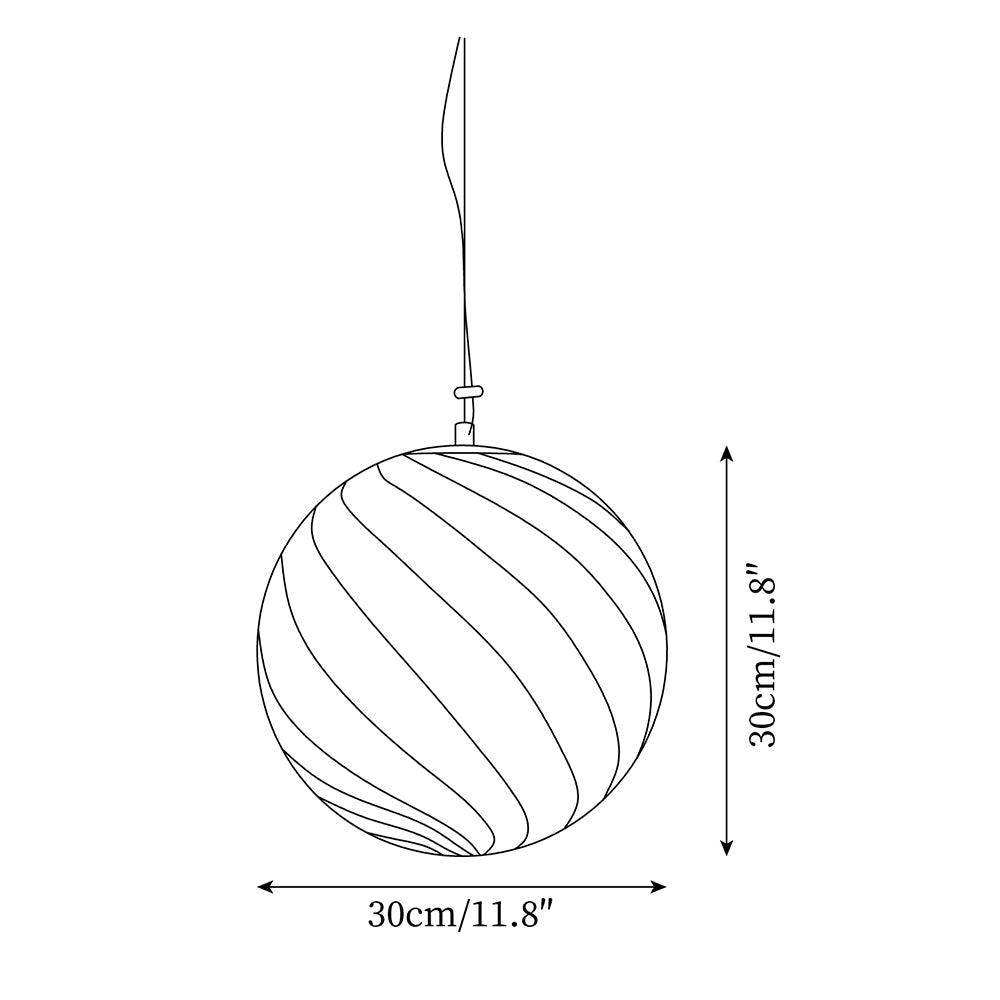 Pendant Lamp Glass Globe Light with Green Swirl Stripes - Neutral Decor