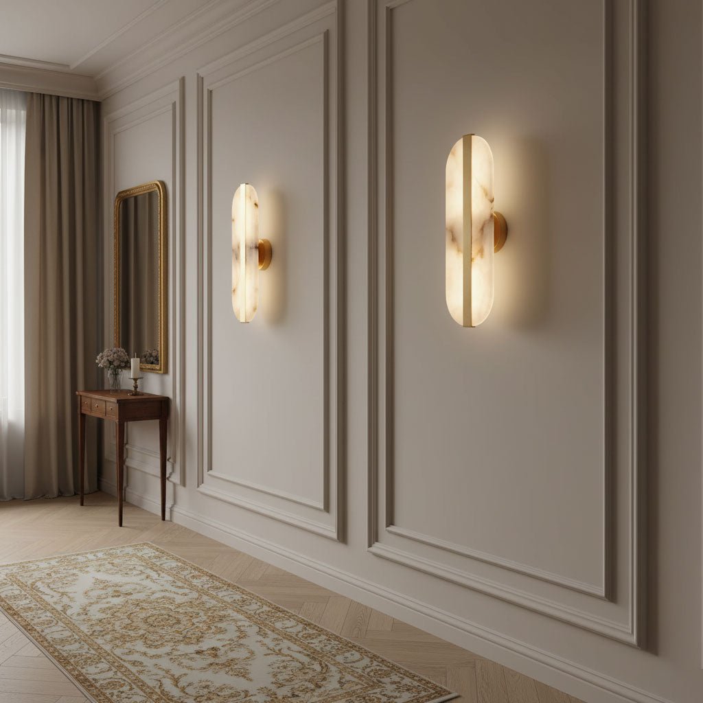 Fioraview Long Ellipse Alabaster Indoor Wall Light