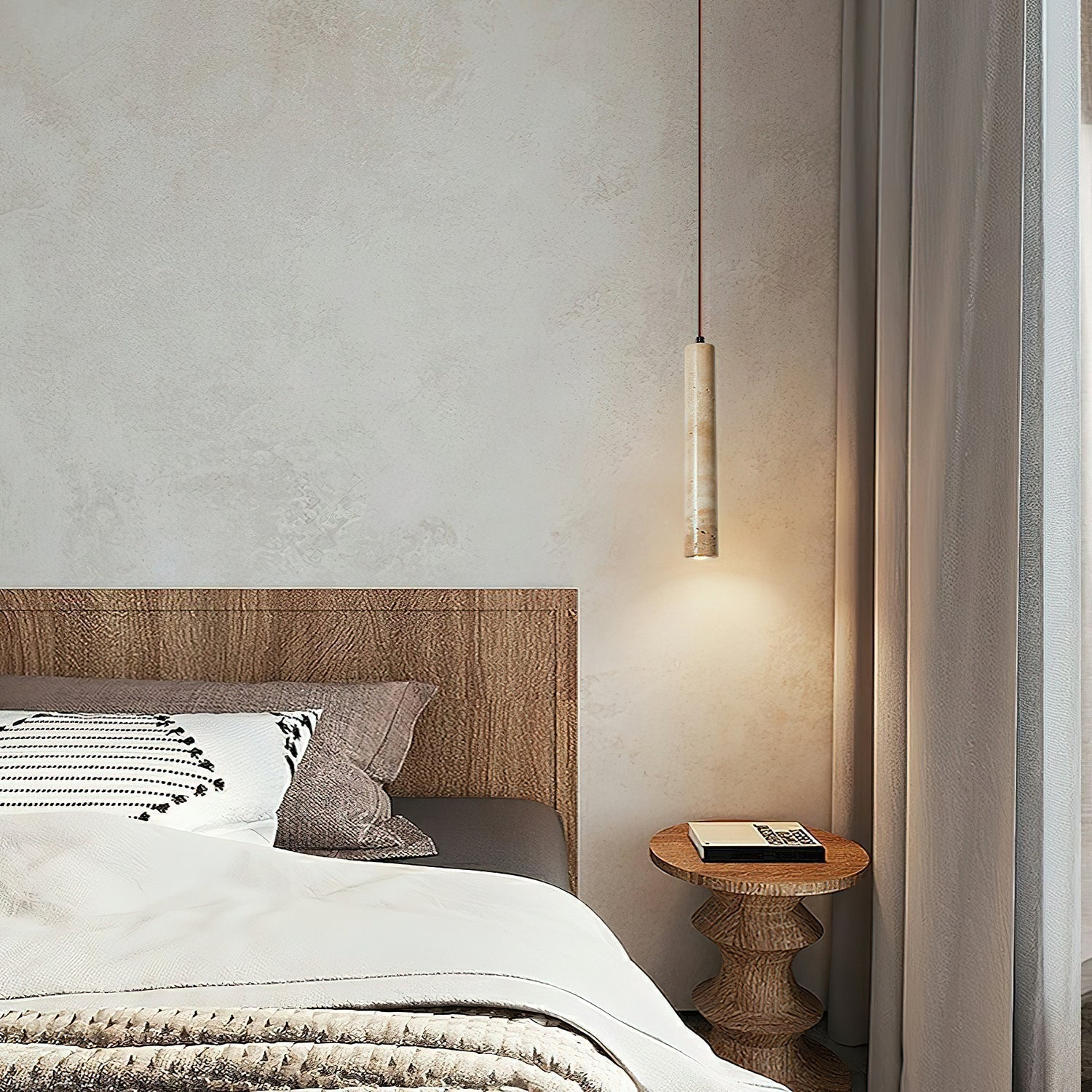 Sular Cylindrical Travertine Pendant Light