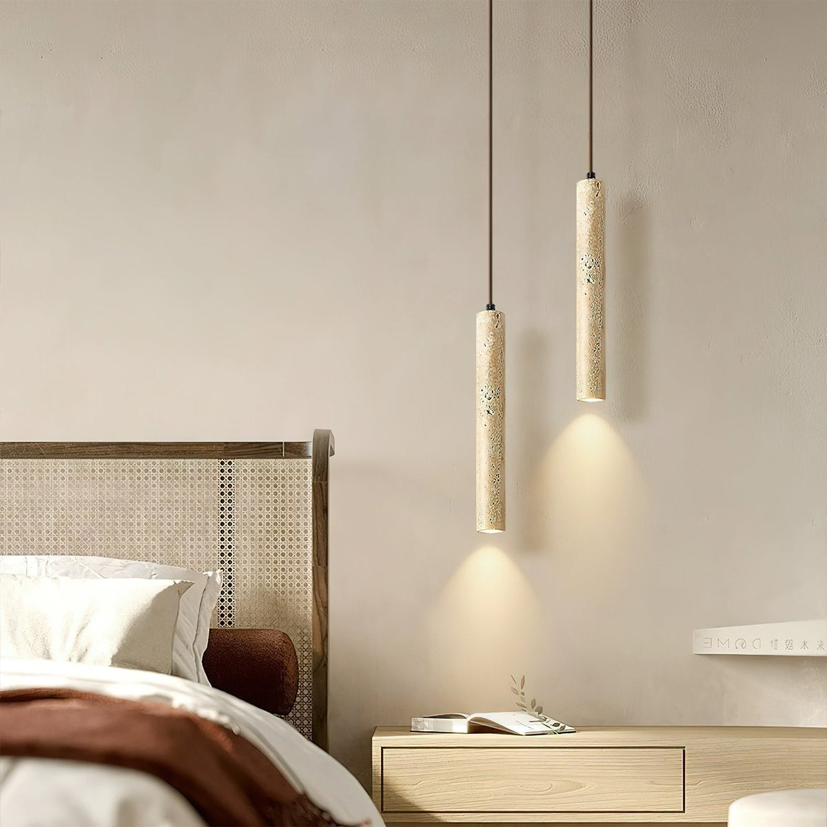 Sular Cylindrical Travertine Pendant Light