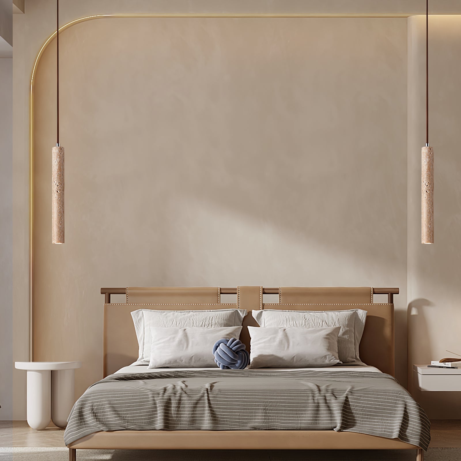 Sular Cylindrical Travertine Pendant Light