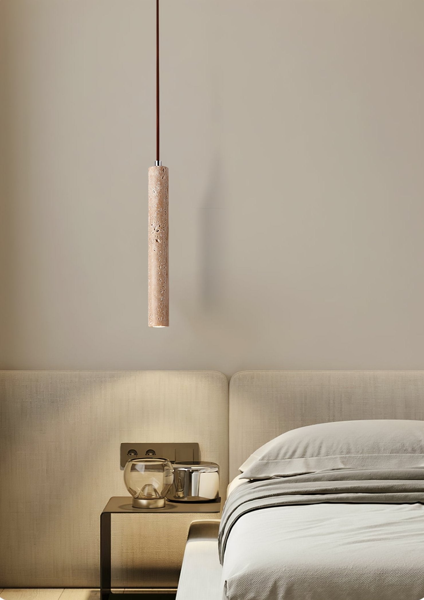 Sular Cylindrical Travertine Pendant Light