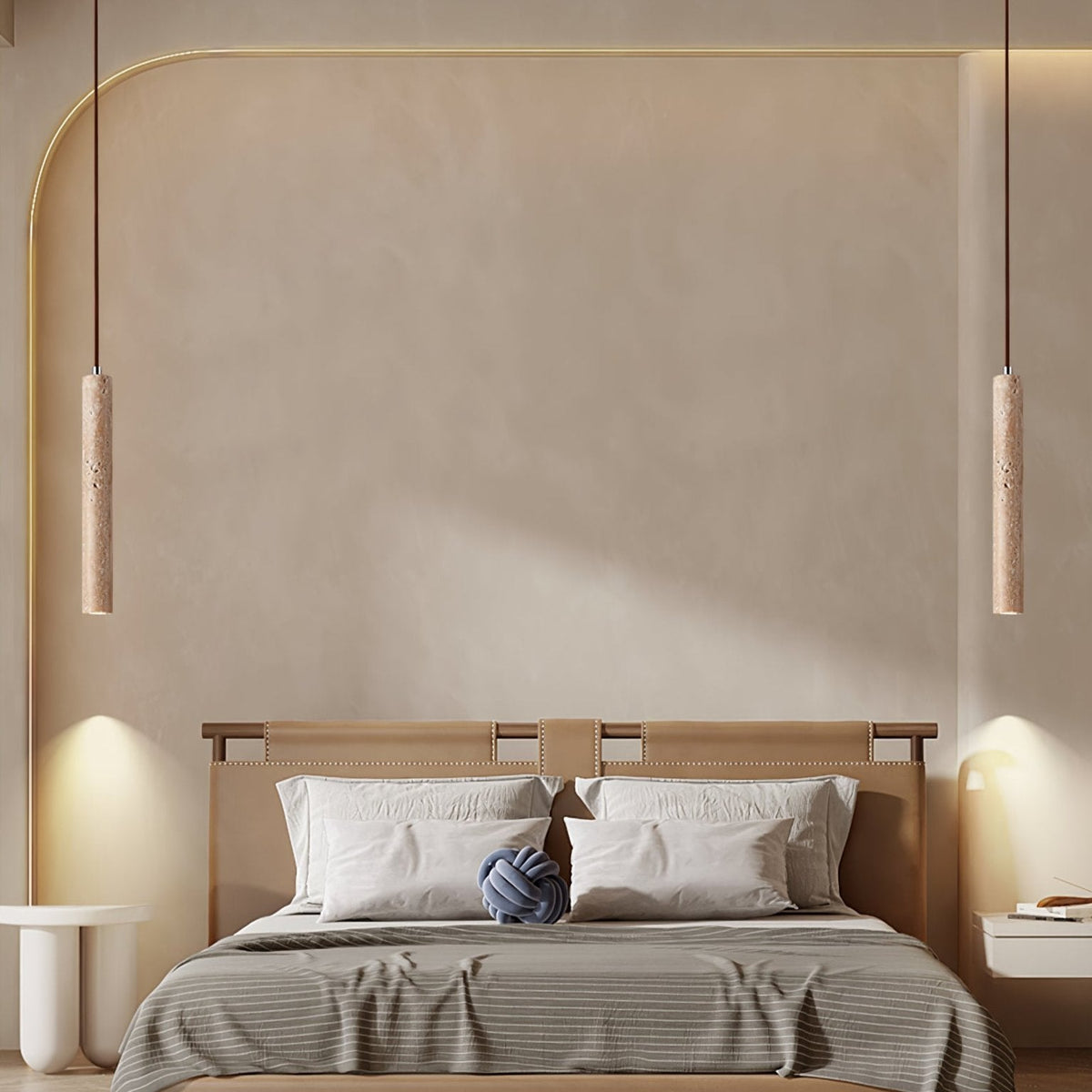 Sular Cylindrical Travertine Pendant Light