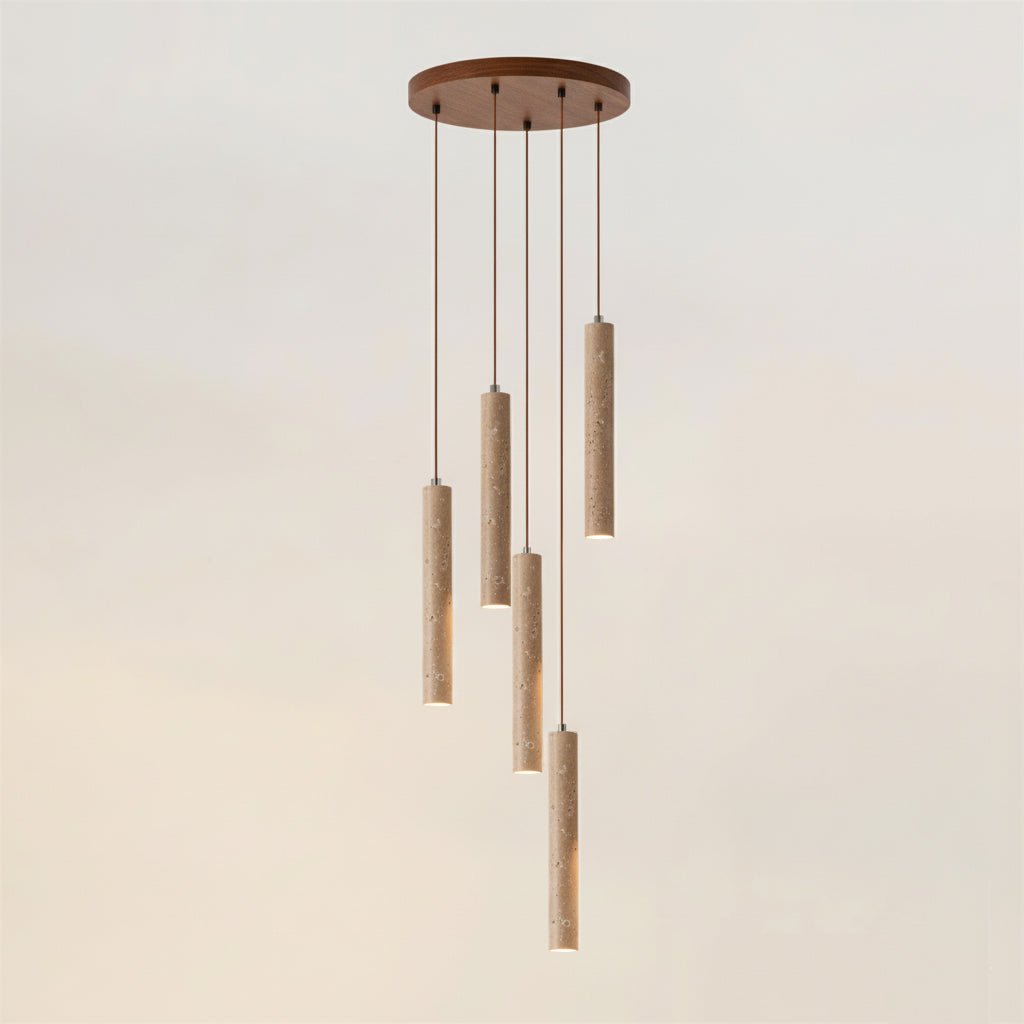 Sular Cylindrical Travertine Pendant Light