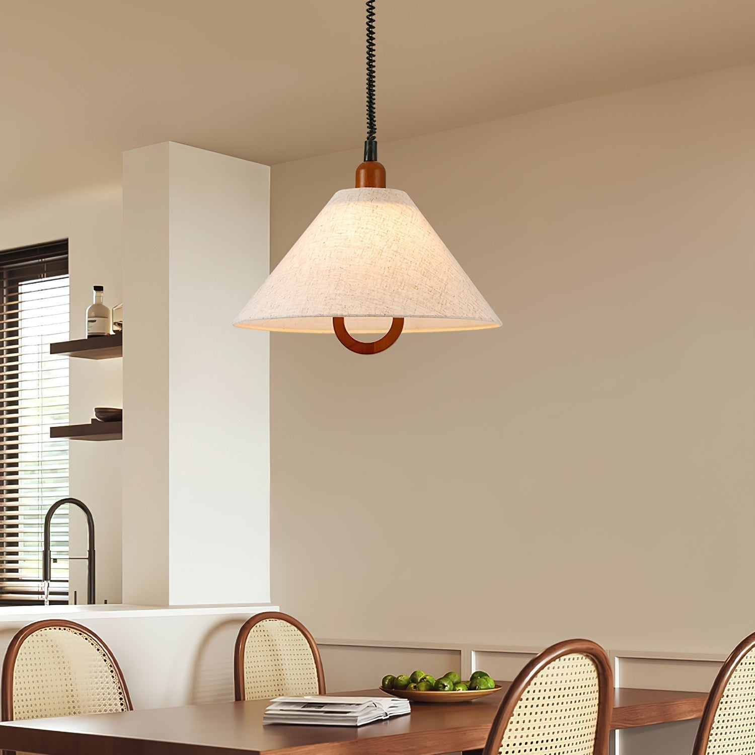 Alcaria Premium Nordic Art Fabric Wood Pendant Lamp
