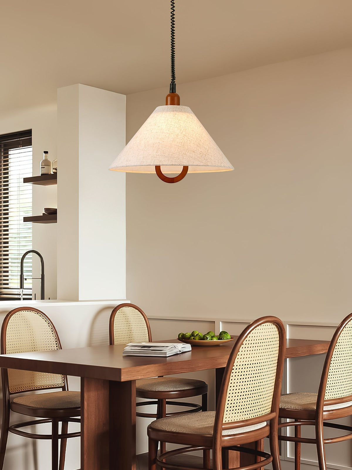 Alcaria Premium Nordic Art Fabric Wood Pendant Lamp