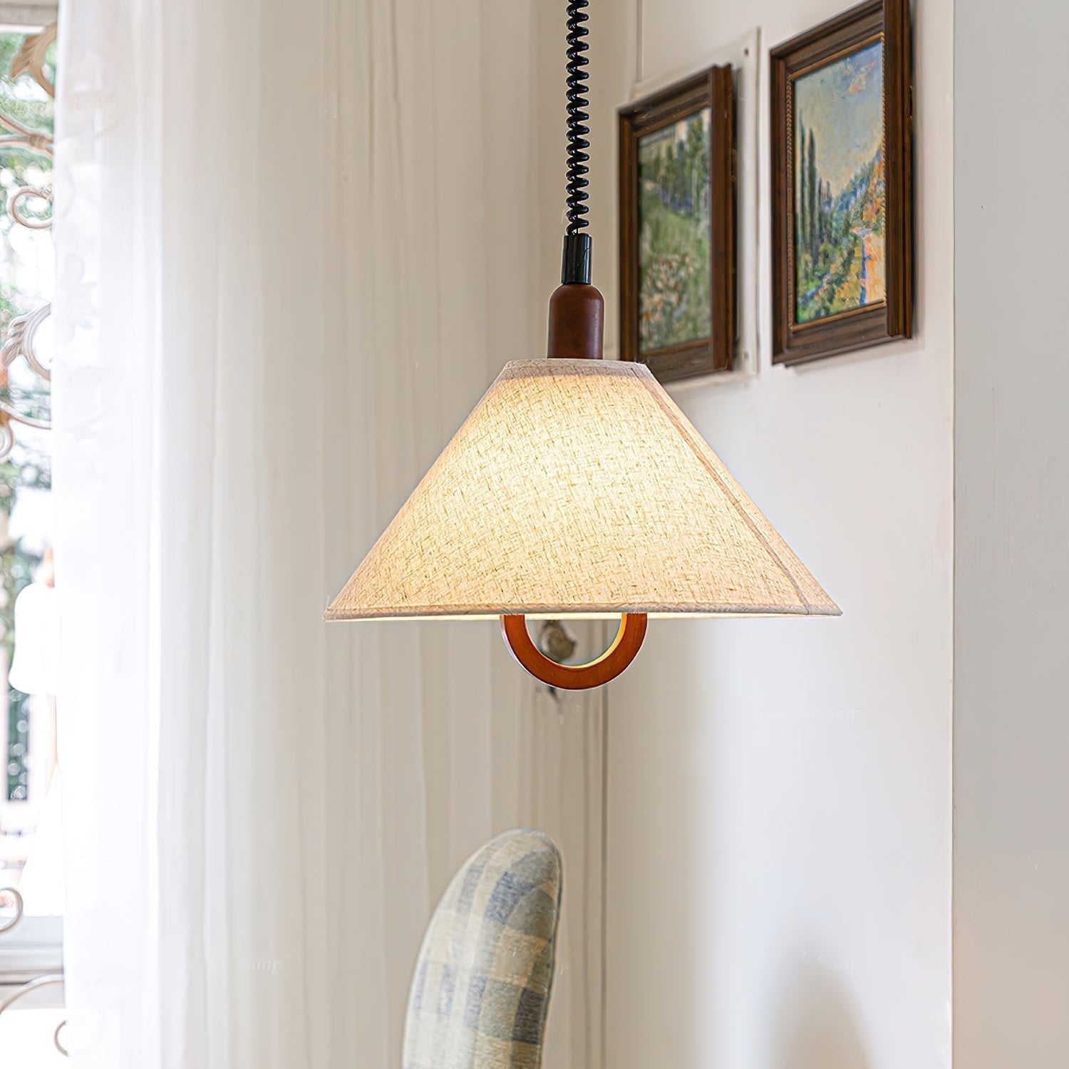 Alcaria Premium Nordic Art Fabric Wood Pendant Lamp