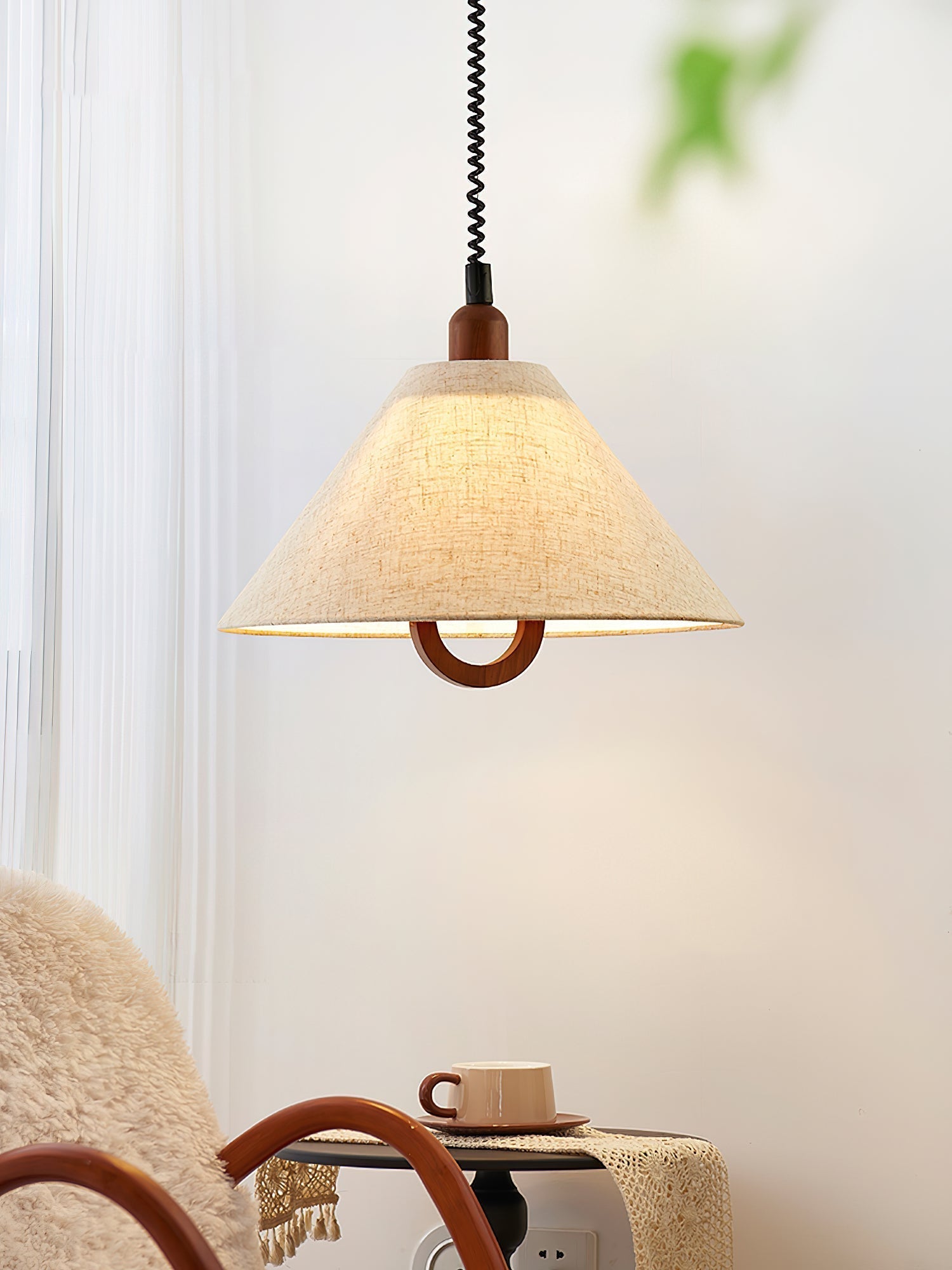 Alcaria Premium Nordic Art Fabric Wood Pendant Lamp