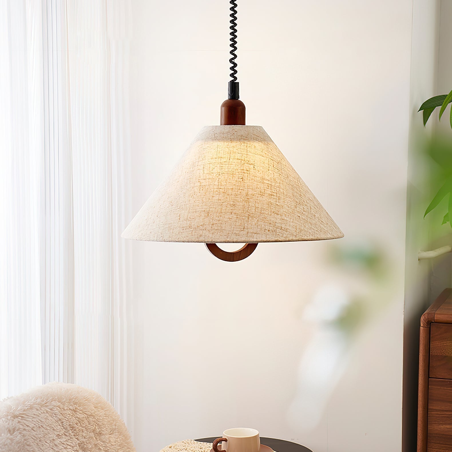 Alcaria Premium Nordic Art Fabric Wood Pendant Lamp