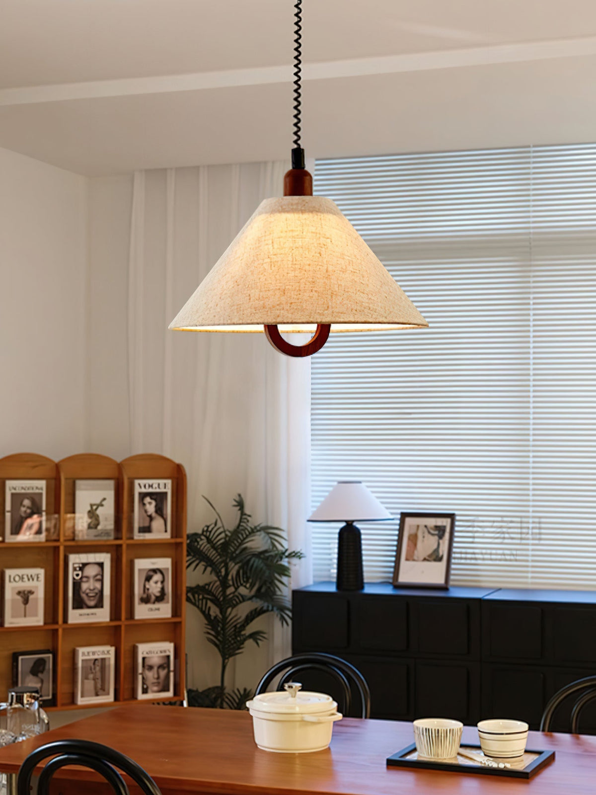Alcaria Premium Nordic Art Fabric Wood Pendant Lamp